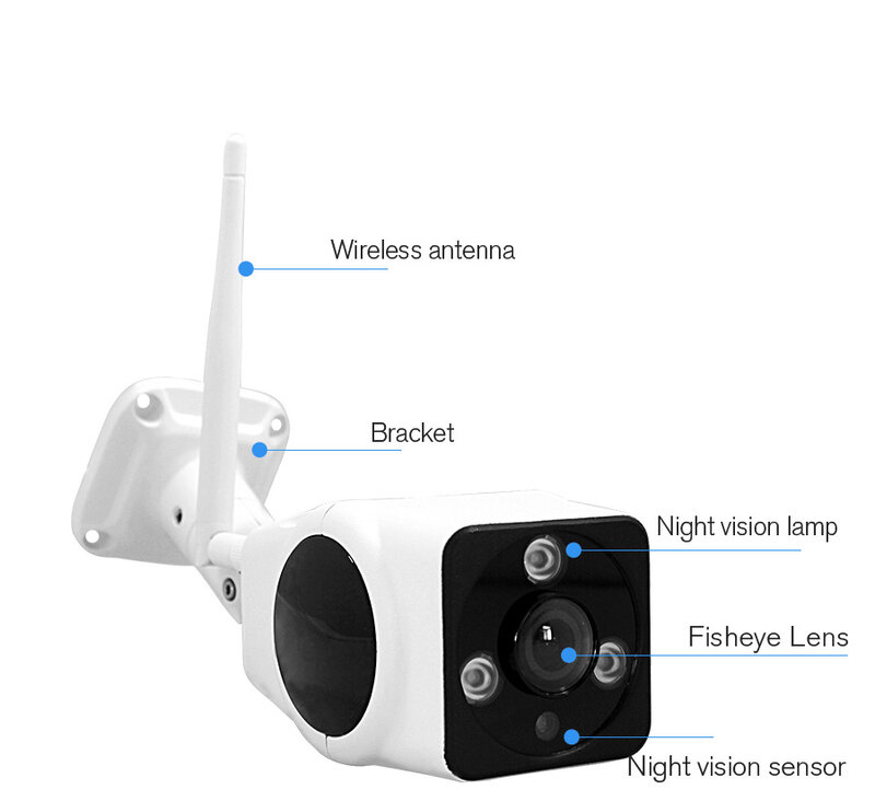 2MP 1080P 180/360 도 어안 렌즈 파노라마 뷰 VR IP 카메라 홈 보안 경보 CCTV 카메라 실외 방수, 어안 파노라마 뷰 VR IP 카메라