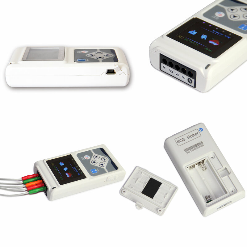 TLC9803 Dynamic ECG Machine Portable 3 Lead Electrocardiograph Handheld EKG Monitor 24 hour HR Analyzer Recorder System
