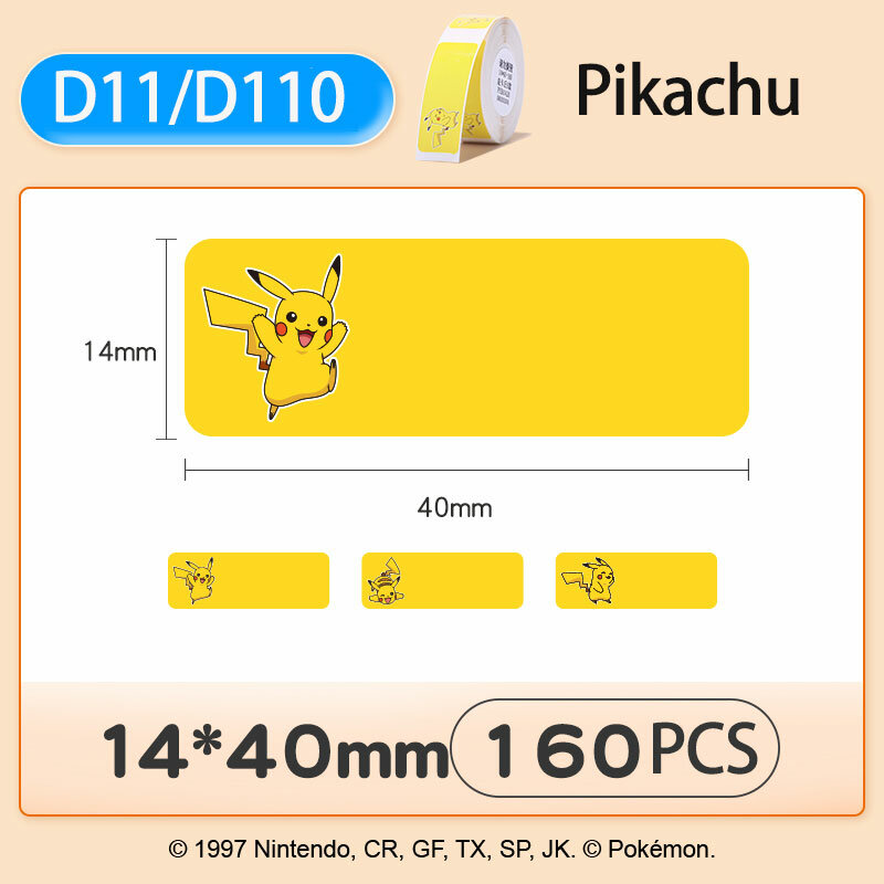 Papel de etiqueta impermeável térmico de nimbot d11/d110 pokémon papel de etiqueta pikachu jenny tartaruga gorda ding/da pato adesivo bonito