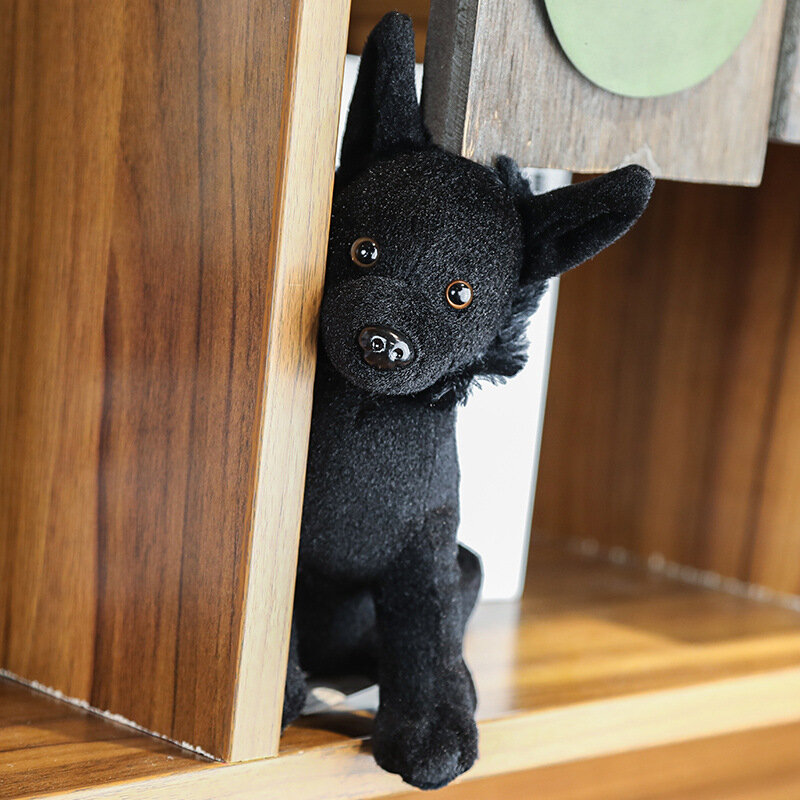 Simulação animal bonito pequeno cão preto brinquedo de pelúcia boneca presente para crianças cão boneca fotografia foto decoração