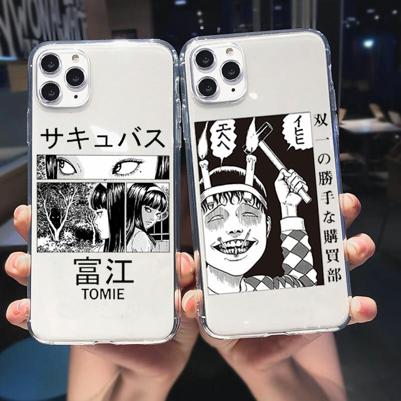 Junji ito coleção tees telefone horror macio caso claro para iphone 11 12 pro max 13 mini xs max xr x 7 8 plus 6s 6 fundas coque