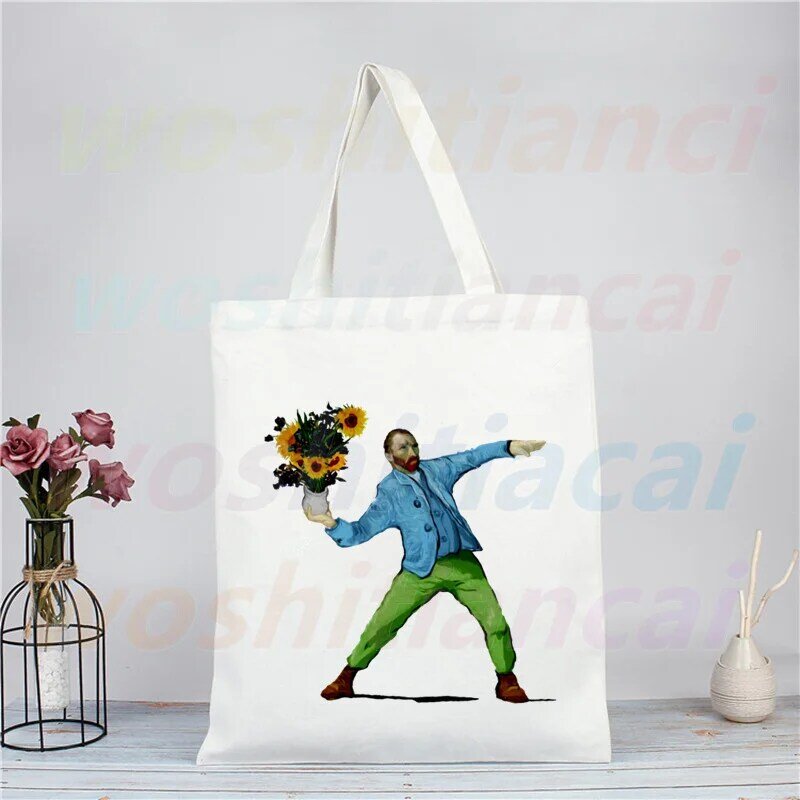 Van Gogh The Starry Night Funny Shopping Bag Eco Canvas Shopper Bolsas De Tela Bag Shoping Reusable Sacolas