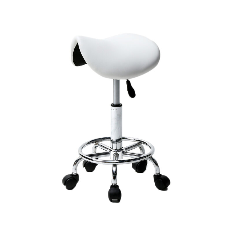 Taburete de silla de montar ajustable en 2 colores, taburete de Bar con rotación de pies, taburete de cuero, silla de Bar con altura ajustable, silla giratoria de trabajo