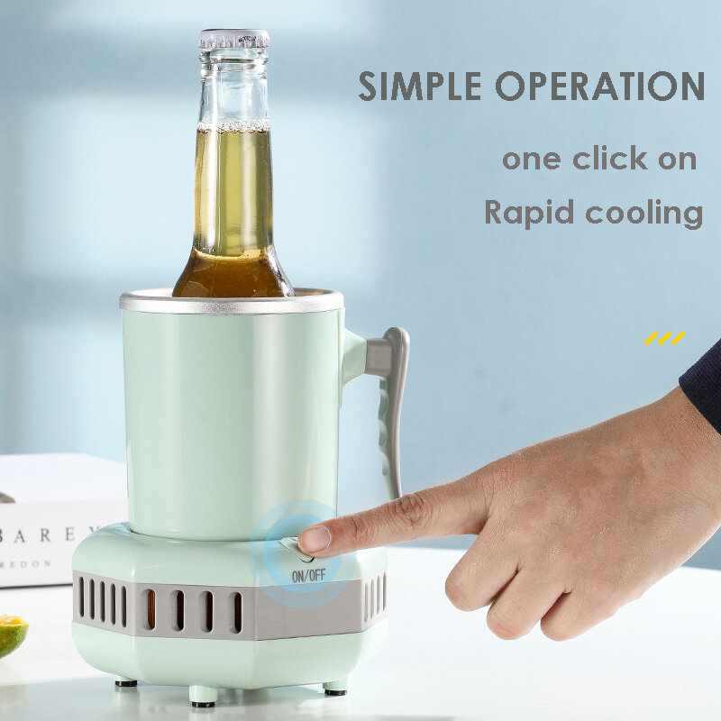 ไฟฟ้า Cooler เครื่องทำความเย็นถ้วยสำหรับรถบ้านสำนักงานแบบพกพาเครื่องดื่มเบียร์โคล่ากาแฟน้ำผ...