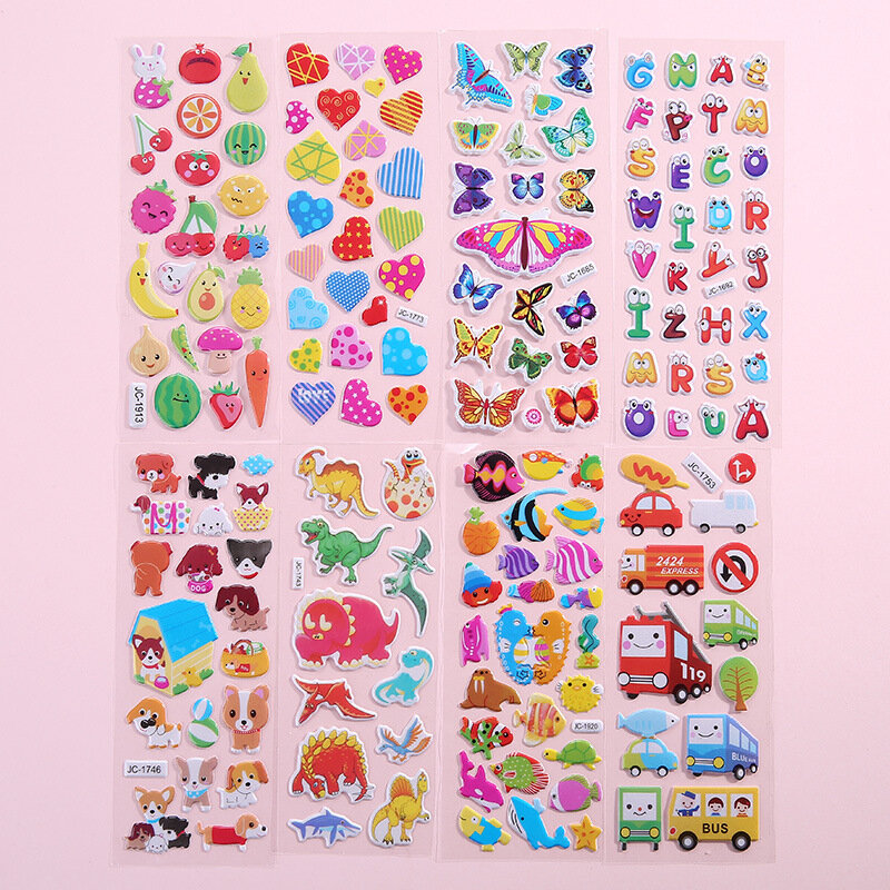 Bulk 3D Puff Stickers Scrapbooking Label Cartoon Animal Zoo For Girl And Boy Birthday Gift Cartoon Animal Waterproof DIY Sticker