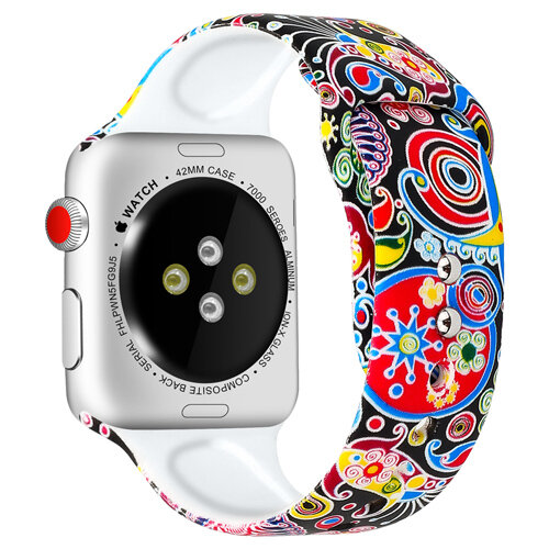Ремешок силиконовый для apple watch band 40 мм 44 мм, браслет с принтом для iWatch band 38 мм 42 мм, Apple watch 5 4 3 se 6