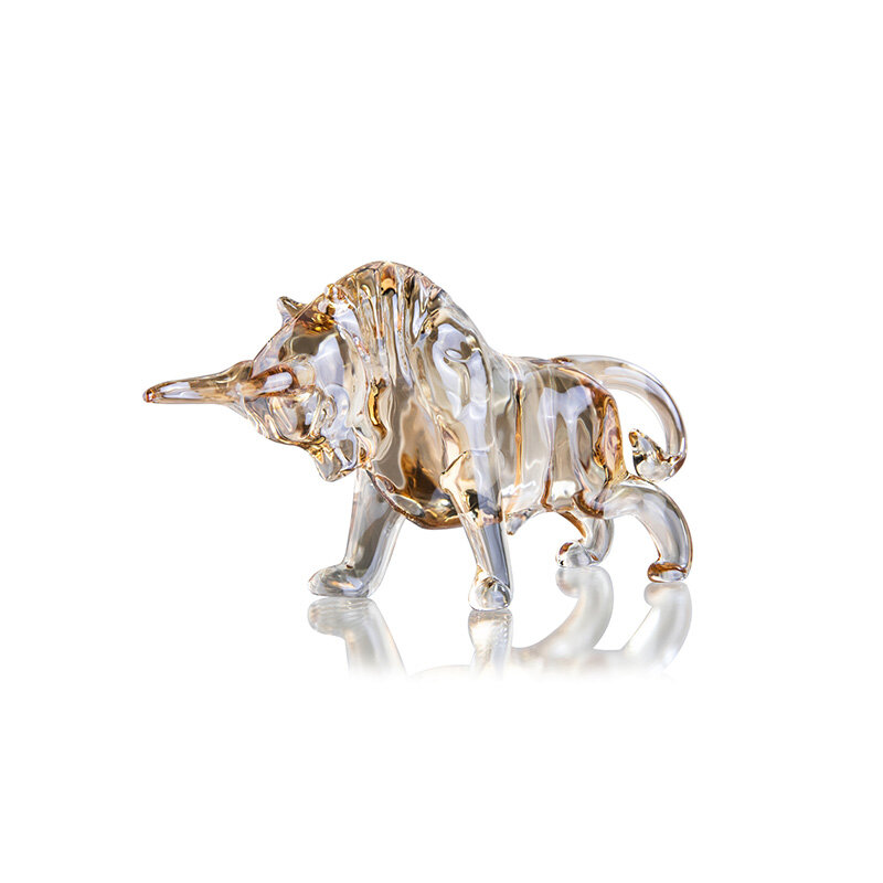 Champagne crystal bull doll art glass animal doll statue souvenir sculpture home office decoration gift for dad/boyfriend