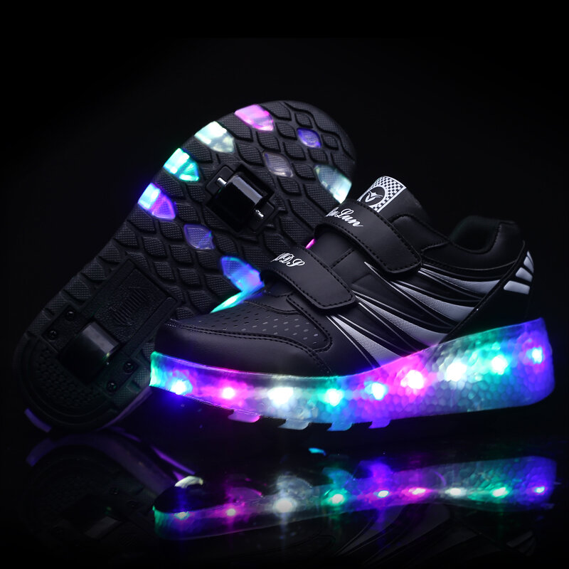 2021 Autumn New Glowing Sneakers with Wheels for Boys Shoes with Wheels and Lights Girls Led Shoes with Roller Skates Shoes