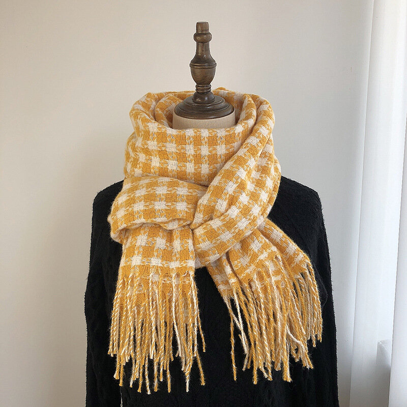 Роскошный плотный теплый зимний шарф, дизайнерские женские и мужские бриллиантовые женские шарфы с кисточками, вязаное женское одеяло из фуляра