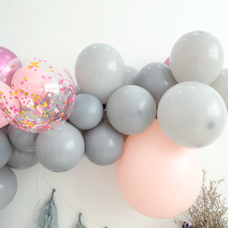 Balões de látex cinza e rosa, decoração de parede para arco, para festa de aniversário, casamento e noivado