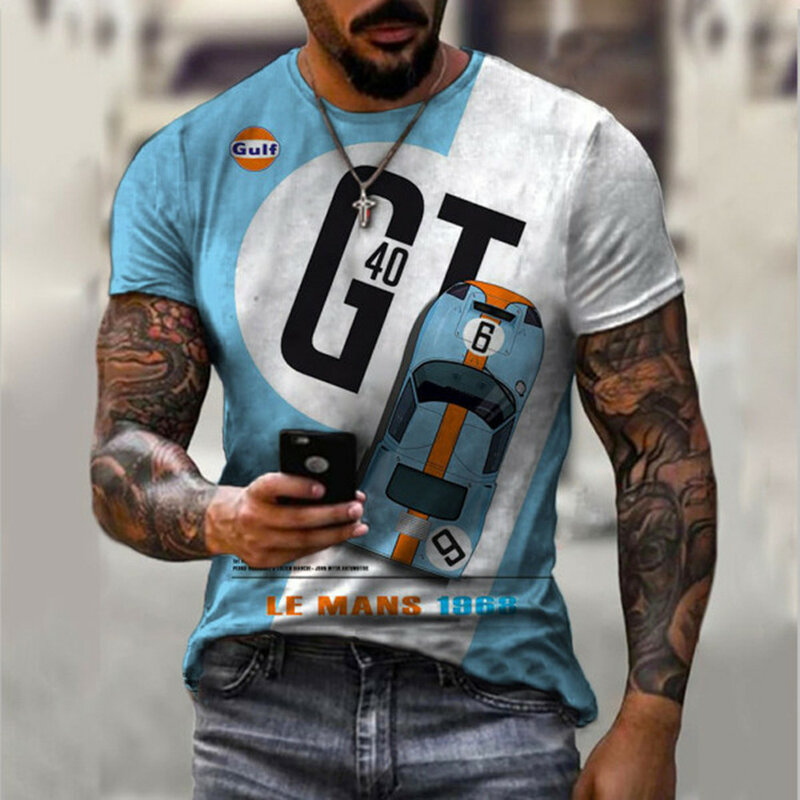 2021 Baru Pria Kasual Leher Bulat Lengan Pendek Harajuku High Street Dicetak Panjang Hedging Pria T-shirt Top