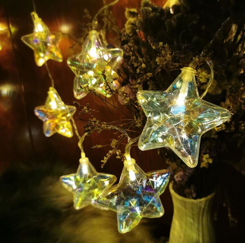 Diodo emissor de luz sete cores estrela lâmpada decoração da sala de natal festival cor da corda luz kerstverlichting luces decoracion natale