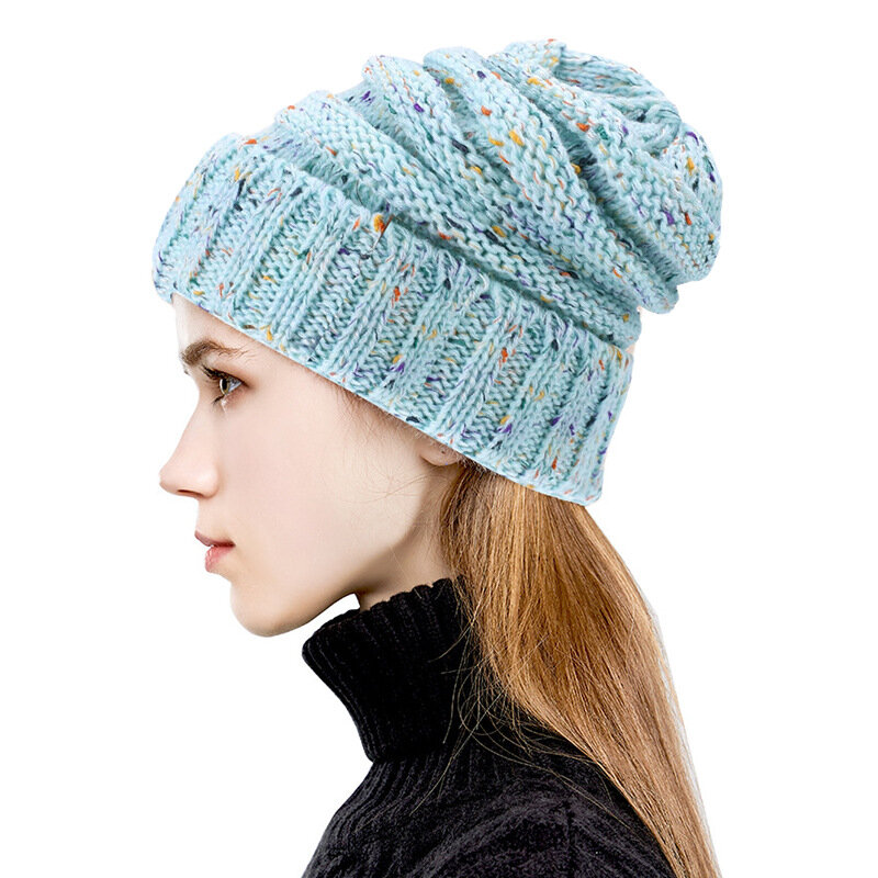 2021 chapéus de lã de malha masculina das mulheres do inverno europa américa moda cor dot casal boné senhoras thread knit hat para femme presente