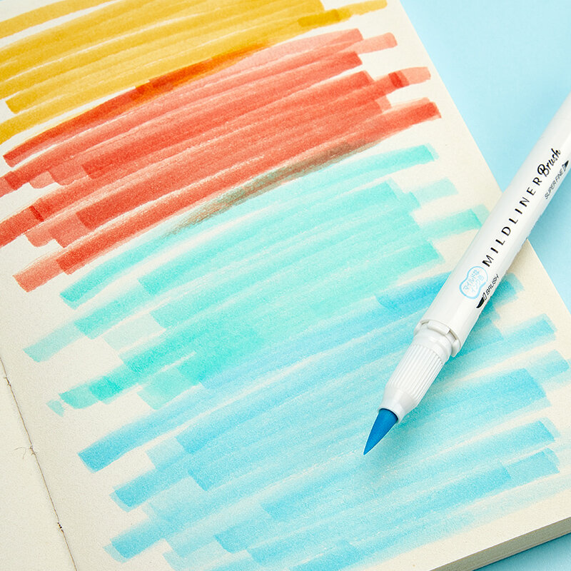 Novo 25 cores zebra mildliner escova caneta conjunto wft8 dupla face à base de água highlighter marcador caneta escola arte suprimentos papelaria