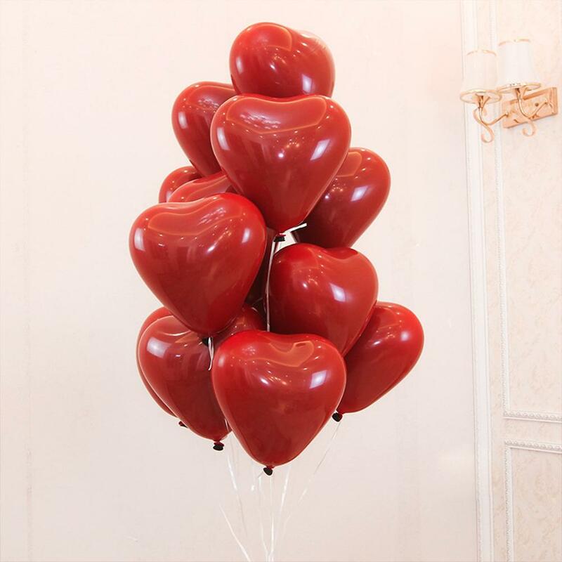 Globo de látex de doble capa para decoración de escenario, globo redondo en forma de corazón, color rojo granate, 10 pulgadas, Sala de bodas, fiesta