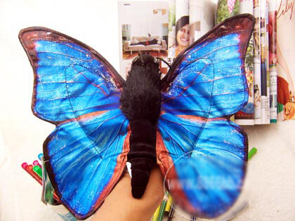 38cm blu coda di rondine farfalla burattino a mano alta simulazione farfalla insetto peluche burattino bambola a mano apprendimento giocattoli per bambini