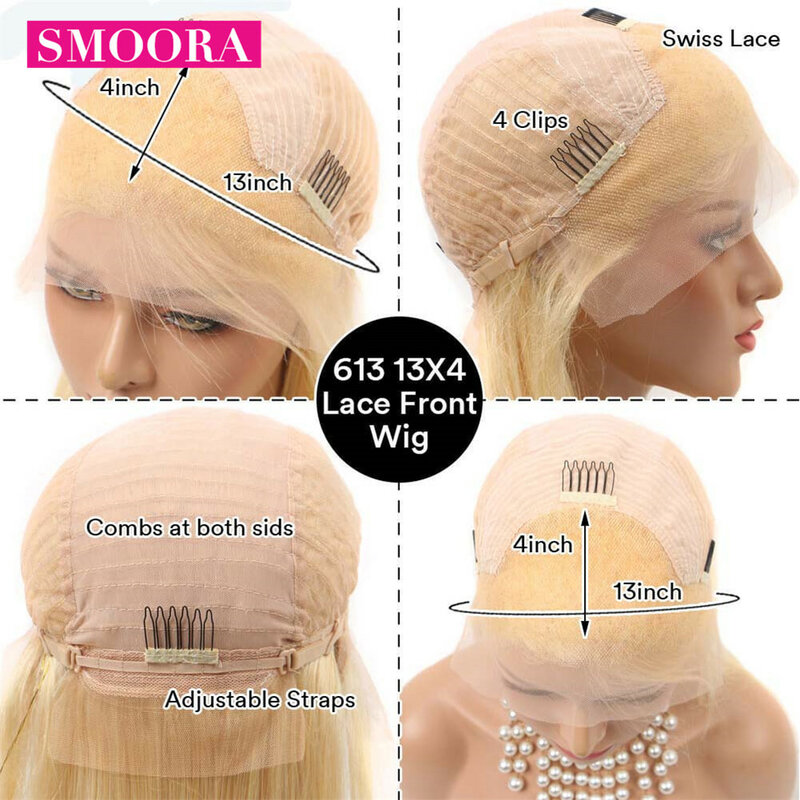 13x4 Transparent 613 Blonde Lace Front Human Hair Wigs Peruvian Straight Hair 613 Lace Front Wigs With Baby Hair Remy Wig