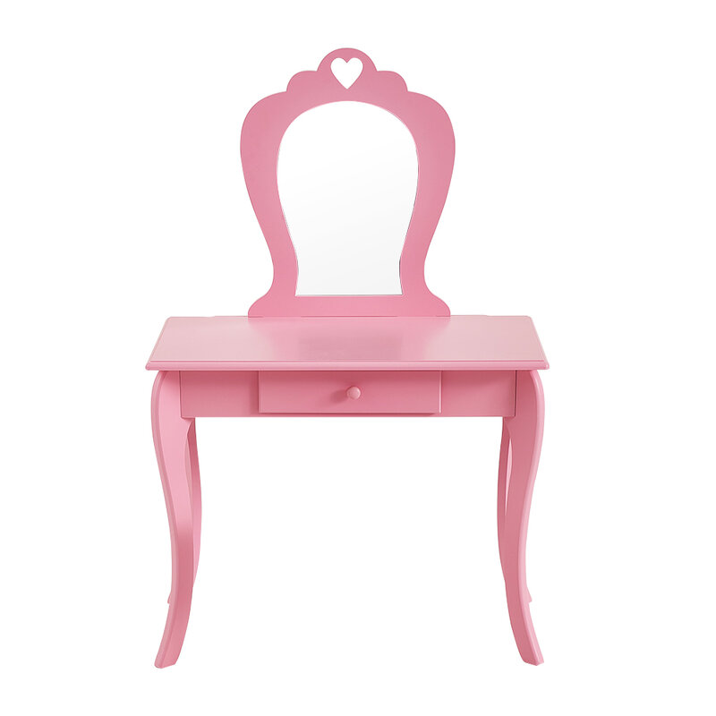 Panana王女女の子ドレッシングテーブルプレミアム品質の化粧テーブルスツールミラーリトル子供の寝室女の子ホワイト/ピンク