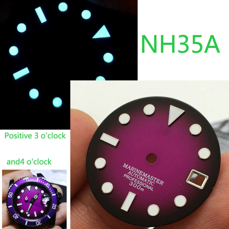 Japanese Refit Literal Abalone Dial 28.5mm Turtle King Literal Fit NH36 Movement Purple Surface