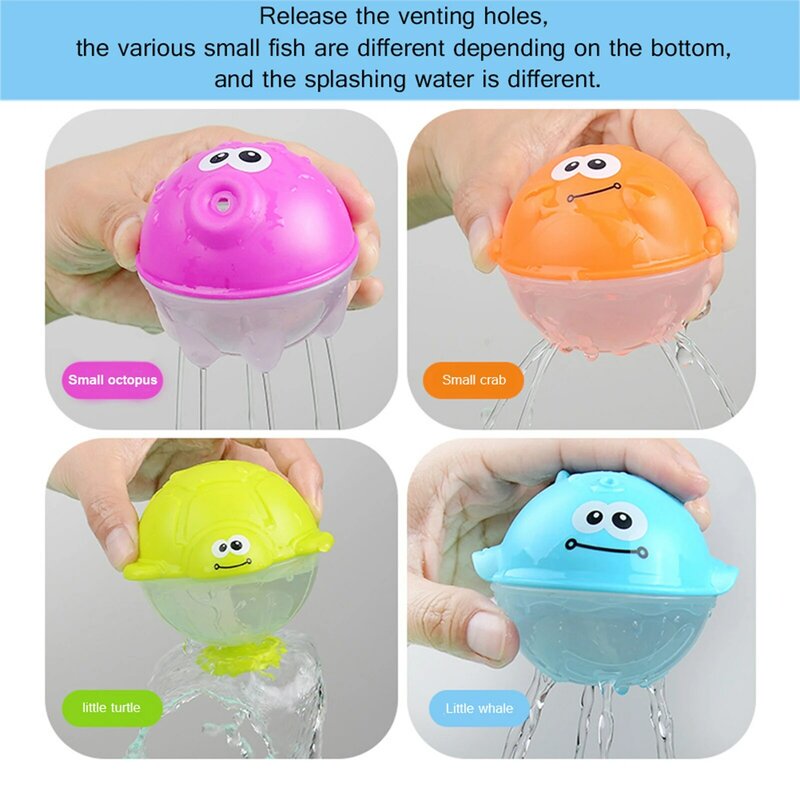 Bathroom Toy Set Colorful Floating Bathing Baby Shower Toys Water Spray Whale Suction Cups Storage Mesh Bathtub Toys For Kid