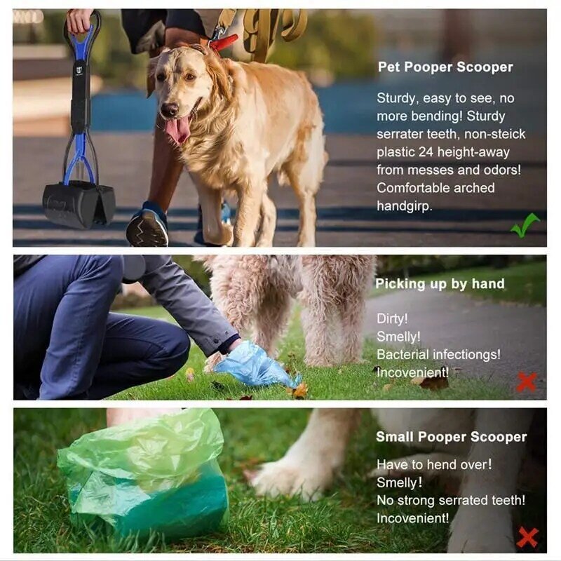 Recogedor de residuos de mango largo para perros y gatos, recogedor de excrementos de mascotas, herramientas de limpieza de residuos, suministros para mascotas