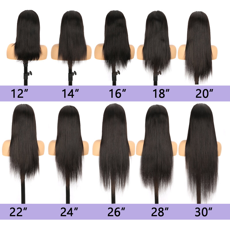 Wig Rambut Manusia Brasil dengan Ketebalan Lurus 180% Wig Renda Transparan 13X4 Hd Hitam Alami 26 Inci Wig Kualitas Tinggi untuk Wanita