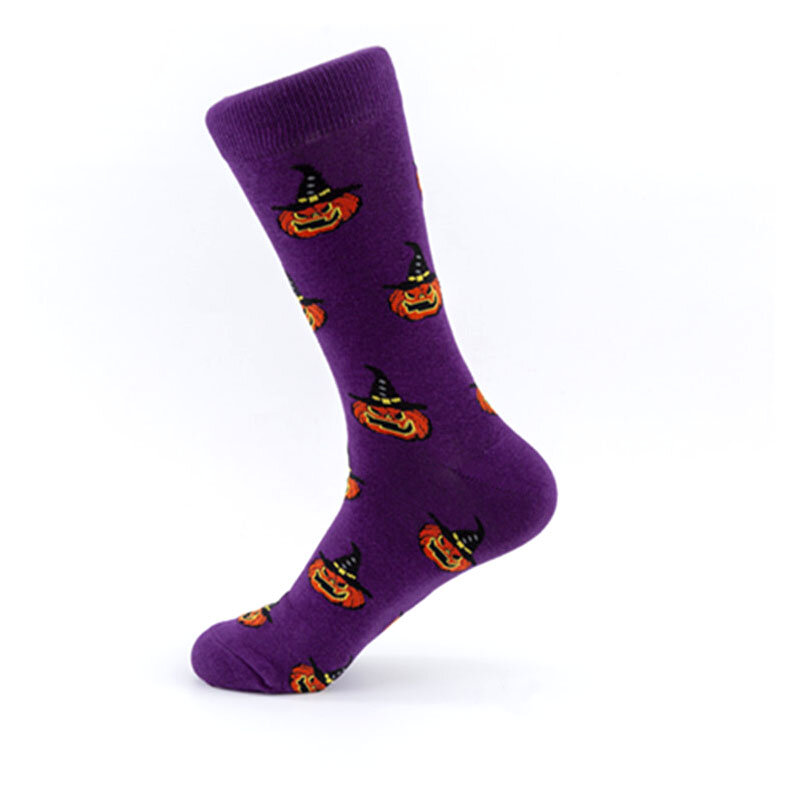 Cartoon Pumpkin Bat Socks Men knee-high Socks Halloween  Cotton Crew Socks Spring Autumn Casual