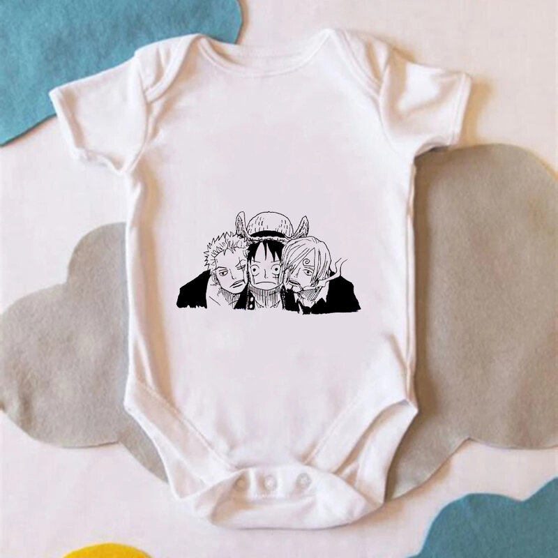 Ropa con estampado de Luffy para bebé, Harajuku Pelele de moda para recién nacido, ropa de calle, monos para niño pequeño, Bodi de bebé niño