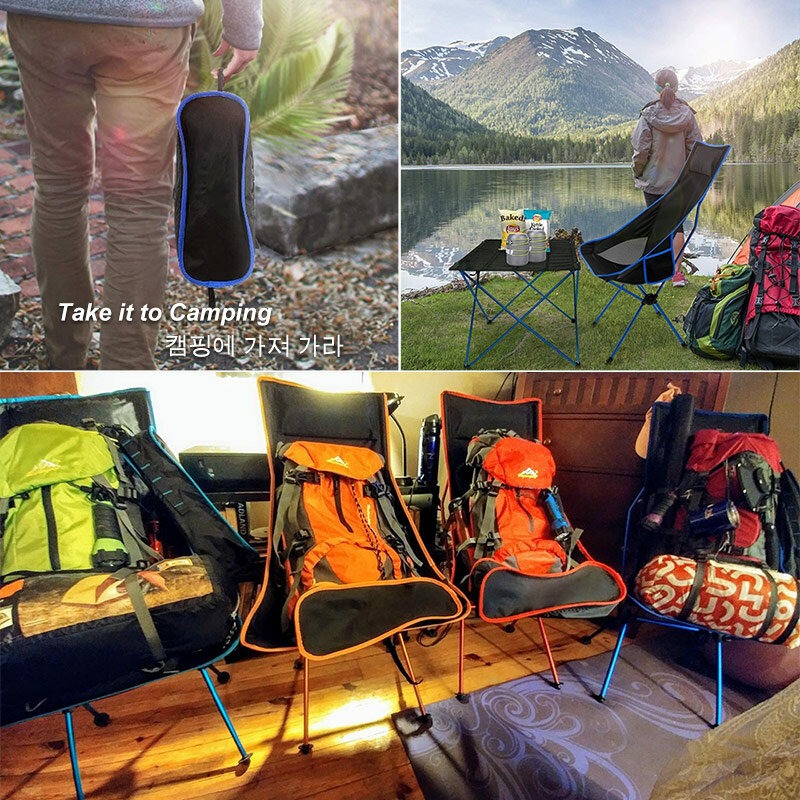 Chaise pliante Portable et ultralégère, capacité de charge maximale de 150kg, siège d'extérieur pour voyage, pêche, Camping, pique-nique, maison