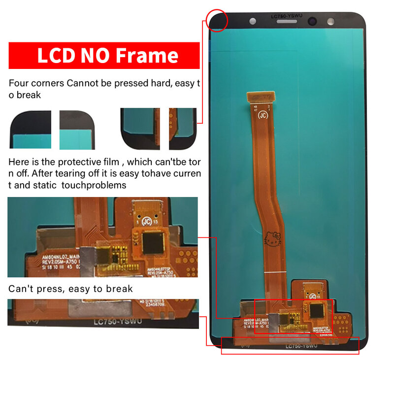Pantalla LCD Super AMOLED para móvil, montaje de digitalizador con pantalla táctil para Samsung Galaxy A7 2018, A750, A750F, SM-A750F, A750FN, A750G
