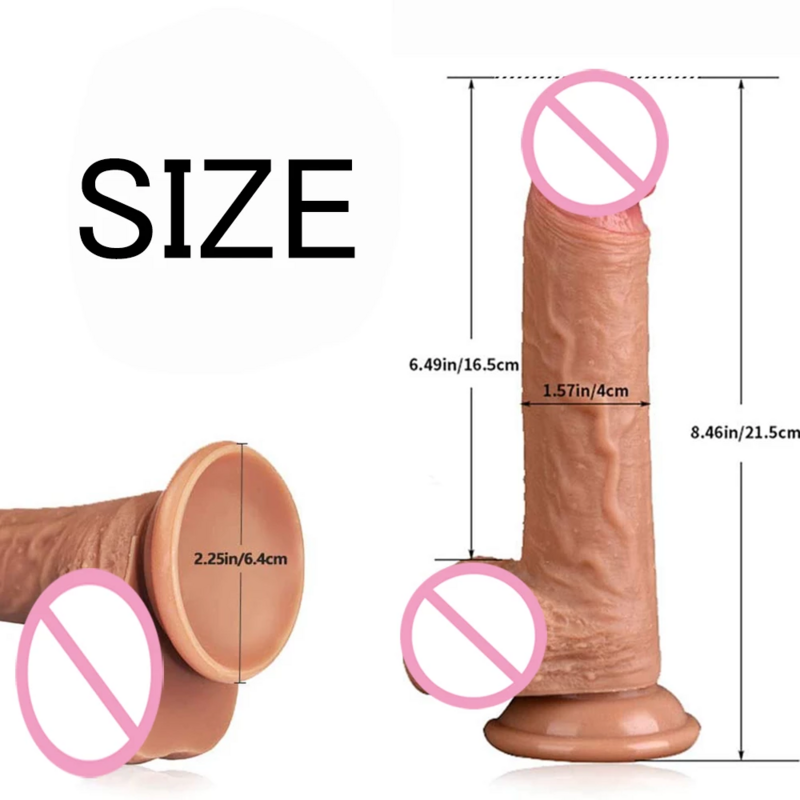 22ซม.สมจริงซิลิโคน Dildo ขนาดใหญ่ Dildo Sex Toy สำหรับผู้หญิงหนา Glans จริง Dong ที่มีประสิทธิภาพดูดถ้วยแข็ง Cock