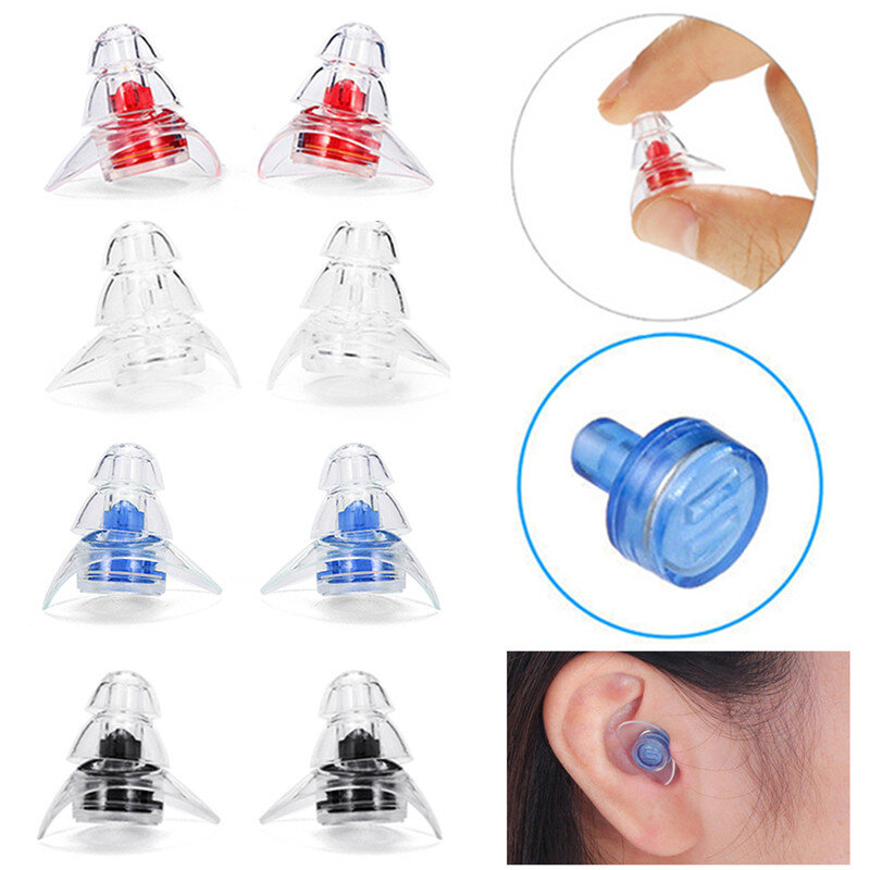耳の保護用のポータブルシリコン耳栓,防音,ノイズリダクション,2ペア