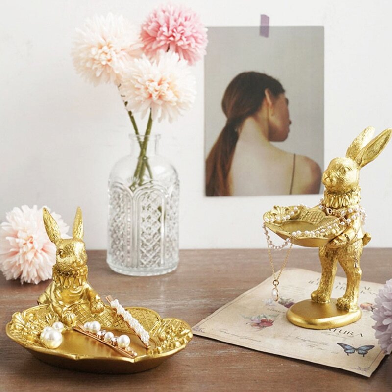 Esculturas de resina modernas para el hogar, objetos decorativos, ornamento, regalo de casa, esculturas de arte pequeñas, conejo creativo