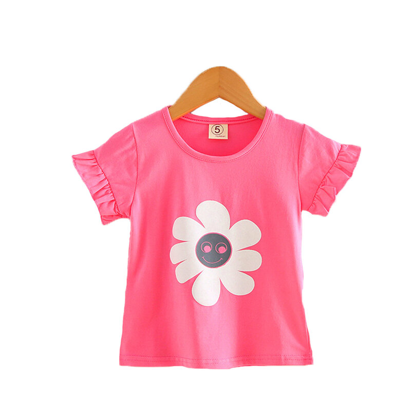 T-shirt manches courtes en coton pour fille, vêtements pour enfant de 1 à 3 ans