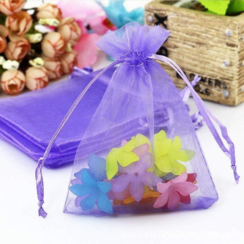 50pcs/lot 5x7cm 7x9cm Drawstring Organza Bags Jewelry Packaging Bags Candy Wedding Birthday Bags Gifts Pouches Sweets Pouches