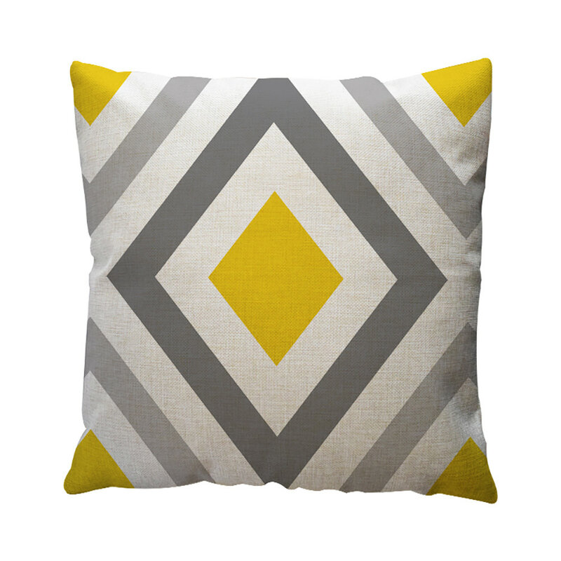 Funda de almohada con diseño geométrico amarillo, decoración de algodón para el hogar, 2021