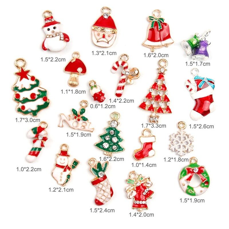 8 pçs misturadas pingente de natal encantos esmalte ornamentos contas para pulseira brincos jóias fazendo natal árvore pingentes ano novo