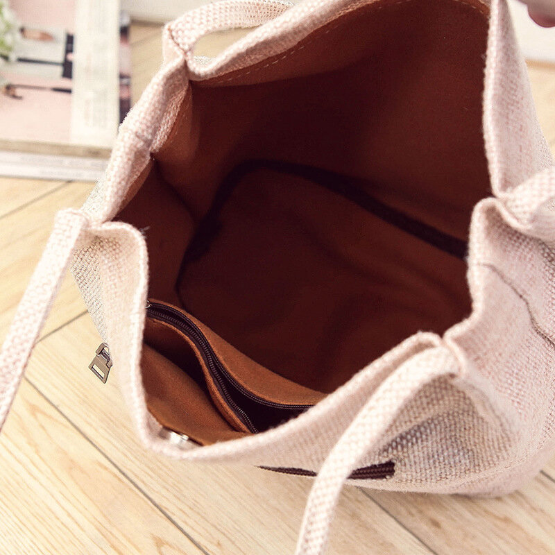 5 قطعة/الوحدة قماش حقيبة تسوق الإناث موضة بسيطة حلوى لون الشاطئ حقائب النساء حقائب عادية حمل