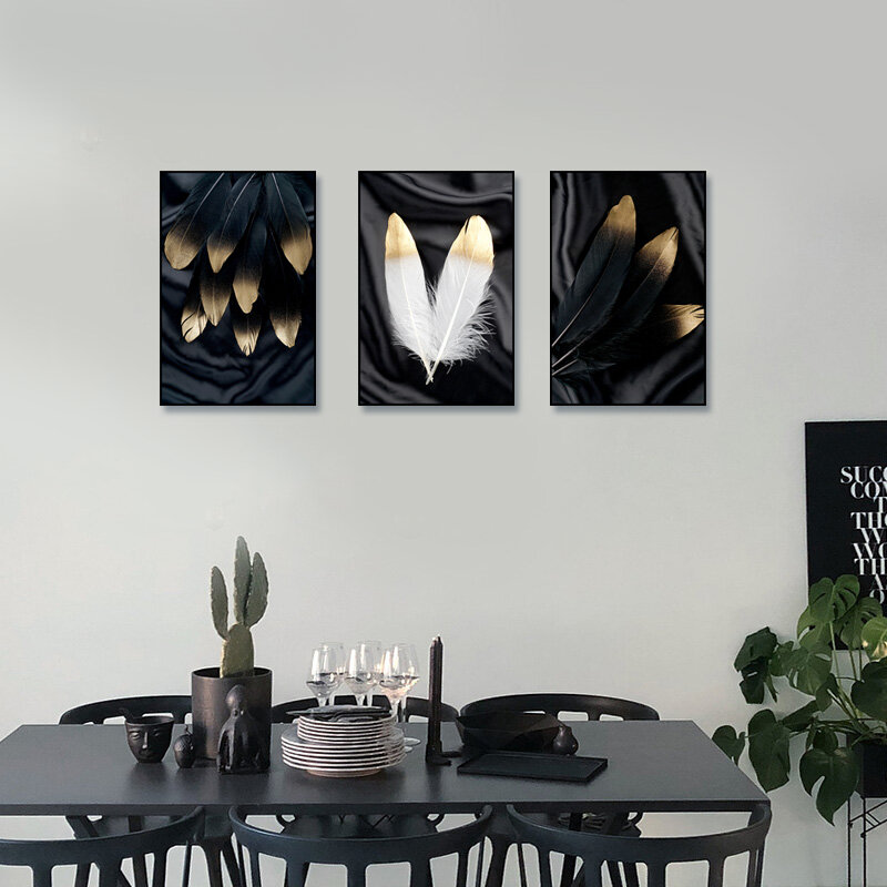 Feather decoration painting is suitable for home office company wall art painting art poster decoration abstract feather