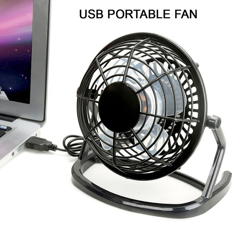 Mini ventilador de escritorio portátil USB, enfriador pequeño de 4 aspas, CC de 5V, funcionamiento súper silencioso, PC, portátil y Notebook