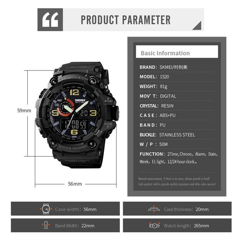 SKMEI Sport Watch Men Clock Male LED Dual Digital Quartz Wrist Watches Men's Top Brand Luxury Digital-watch Relogio Masculino