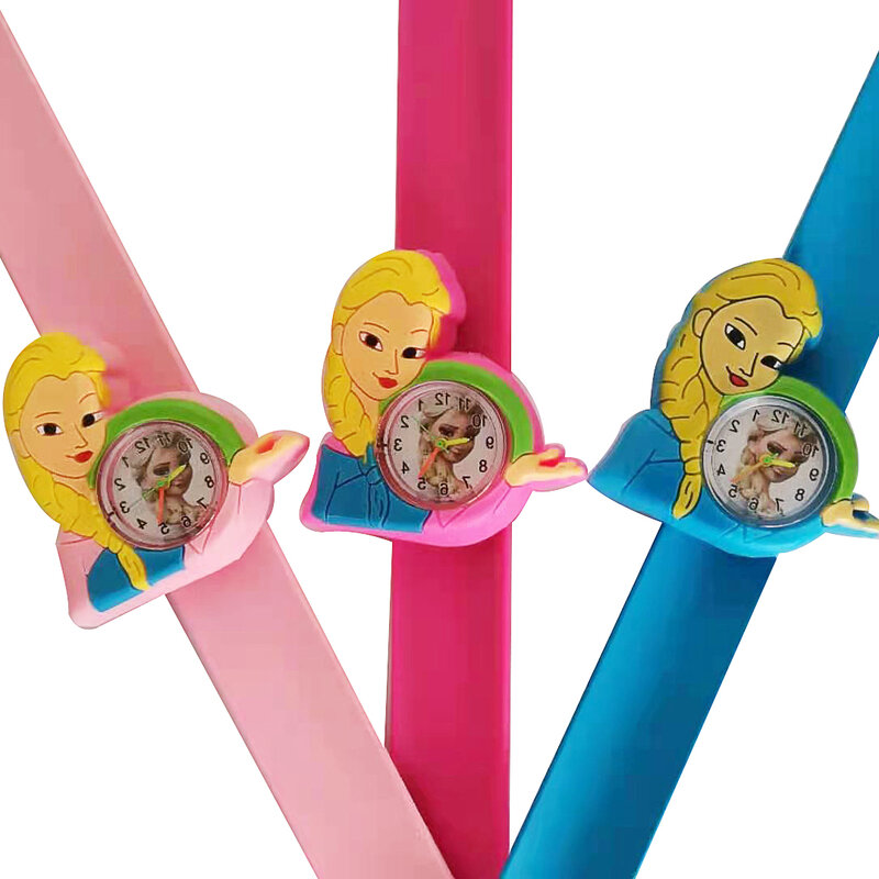 Relógio infantil da moda casual com desenhos, relógio da princesa para crianças, com pulseira de tapete, relógios para meninas, brinquedo para bebês, presente de aniversário