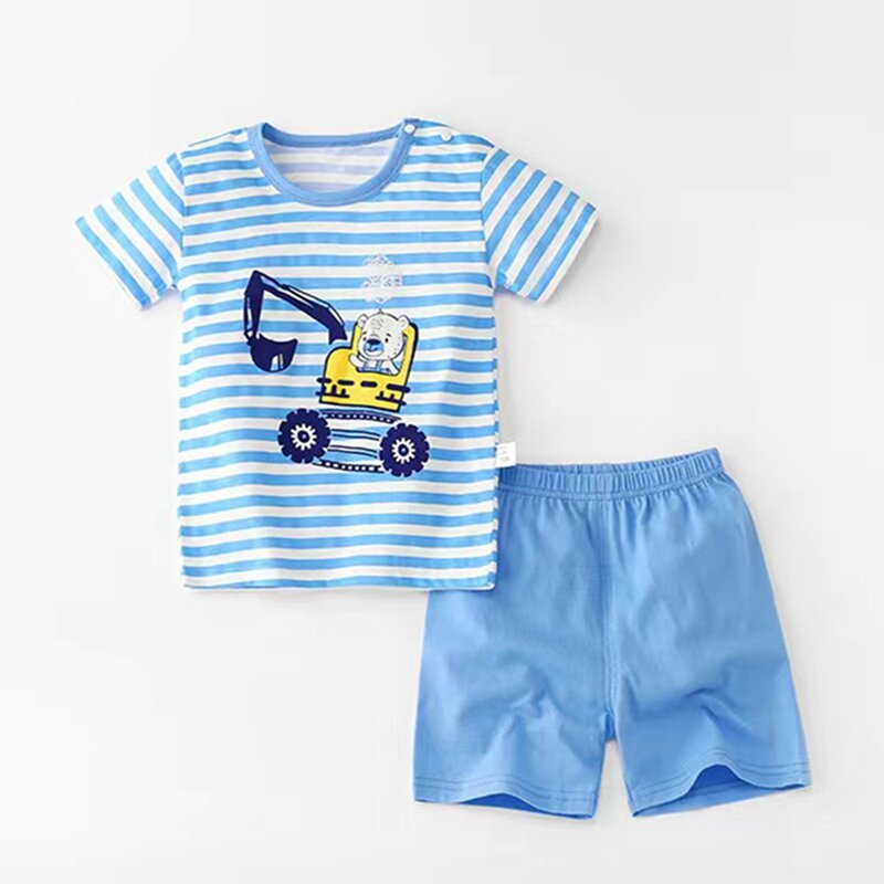 Crianças meninos pijamas meninas roupas definir algodão roupas do bebê verão manga curta t camisa pijamas dos desenhos animados crianças pijamas