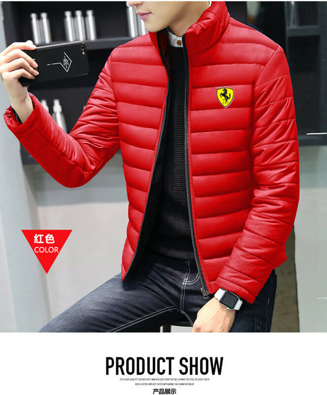 Ferrari-Chaqueta de plumón rojo para hombre, chaqueta con estampado de marca, a la moda, con cremallera, novedad de invierno, gran oferta