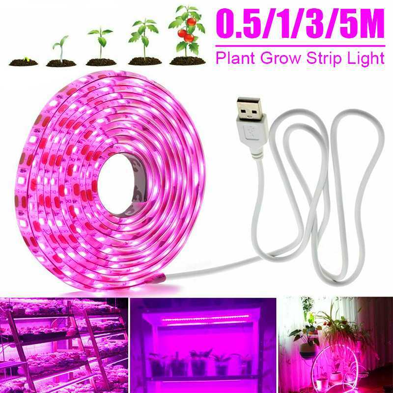 LED تنمو ضوء الطيف الكامل USB تنمو شرائط مصباح 0.5/1/3/5 متر 2835 DC5V LED مصابيح فيتو للنباتات الزهور الصوبات المائية