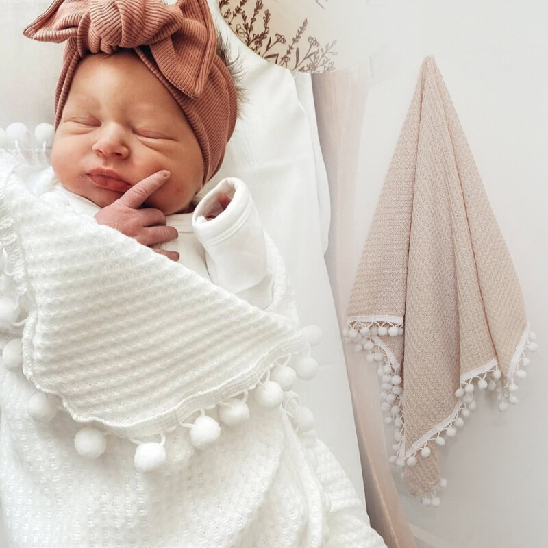 Вафельное Хлопковое одеяло для новорожденных, мягкое ежемесячное муслиновое Пеленальное покрывало для новорожденных, реквизит для фотосъ...