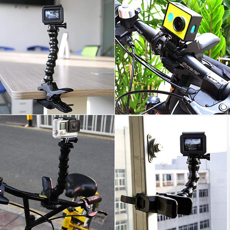 Elastyczny zacisk szczękowy typu "gęsia szyja" uchwyt na GoPro Hero 9 8 7 6 5 4 sesji Yi 4K Sjcam Eken kamer akcji dla Go Pro akcesoria