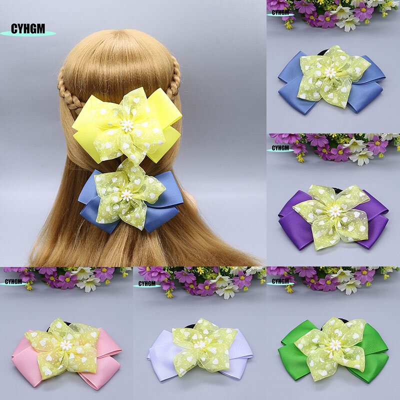 Nova moda grande flor de seda scrunchie laços de cabelo elástico para o cabelo das senhoras faixa de borracha de cabelo feminino hanfu acessório de cabelo A09-3