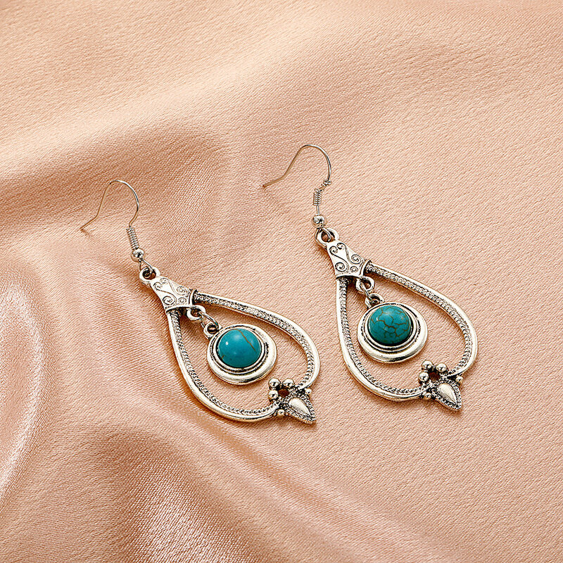 ZLALHAJA Vintage Pendant Dangle Stud Earrings Drop Blue Stone Boho Earrings For Women Piercing 2022 Trend Jewelry
