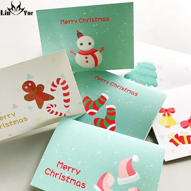 Mix Designs Merry Christmas Gift Message Card Santa Snowman DIY Decoration Party Invitations Letter Holiday Greeting Cards